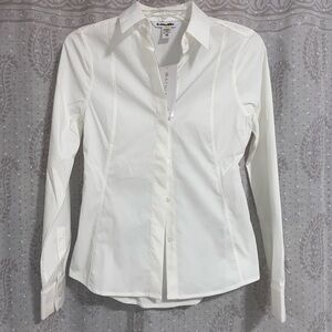 Athleta White Long Sleeve Button-Up Top